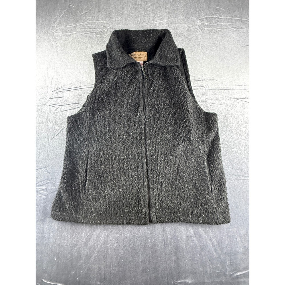 Bear Ridge Outfitters Womens Wool Blend Fleece Vest Black Zip Up Made in USA L